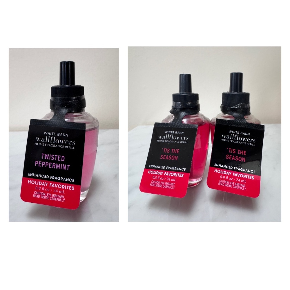 Lot of 3 Bath & Body Works Twisted Peppermint Tis The Season Wallflowers Refills
